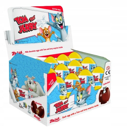 Tom & Jerry Surprise Milk Chocolate Eggs with Prize Toy Inside 24Pcs